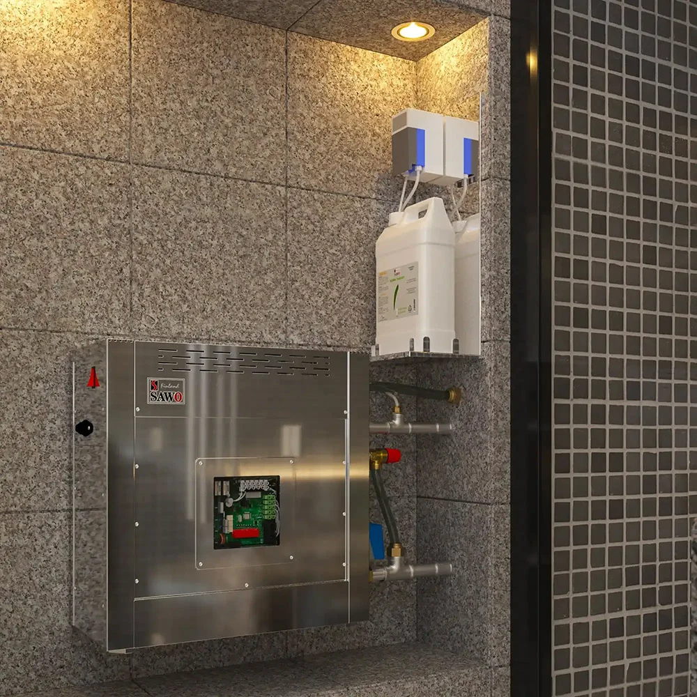SAWO STN-W steam generator mounted on a granite wall